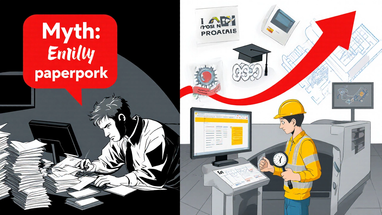 Сравнение мифа и реальности: документальный офис против активного инженера в цехе, с сертификатами.