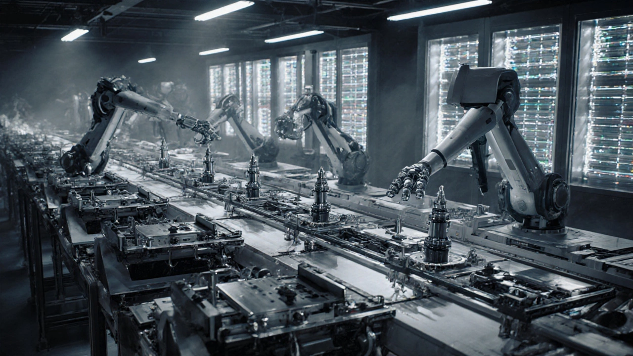 Гибкая производственная линия автоматически переключается между моделями смартфонов с помощью роботов и 3D-печати.