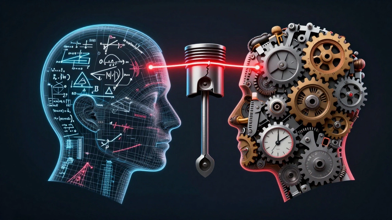 Двойной портрет: мозг инженера из формул, мозг технолога из инструментов и станков.