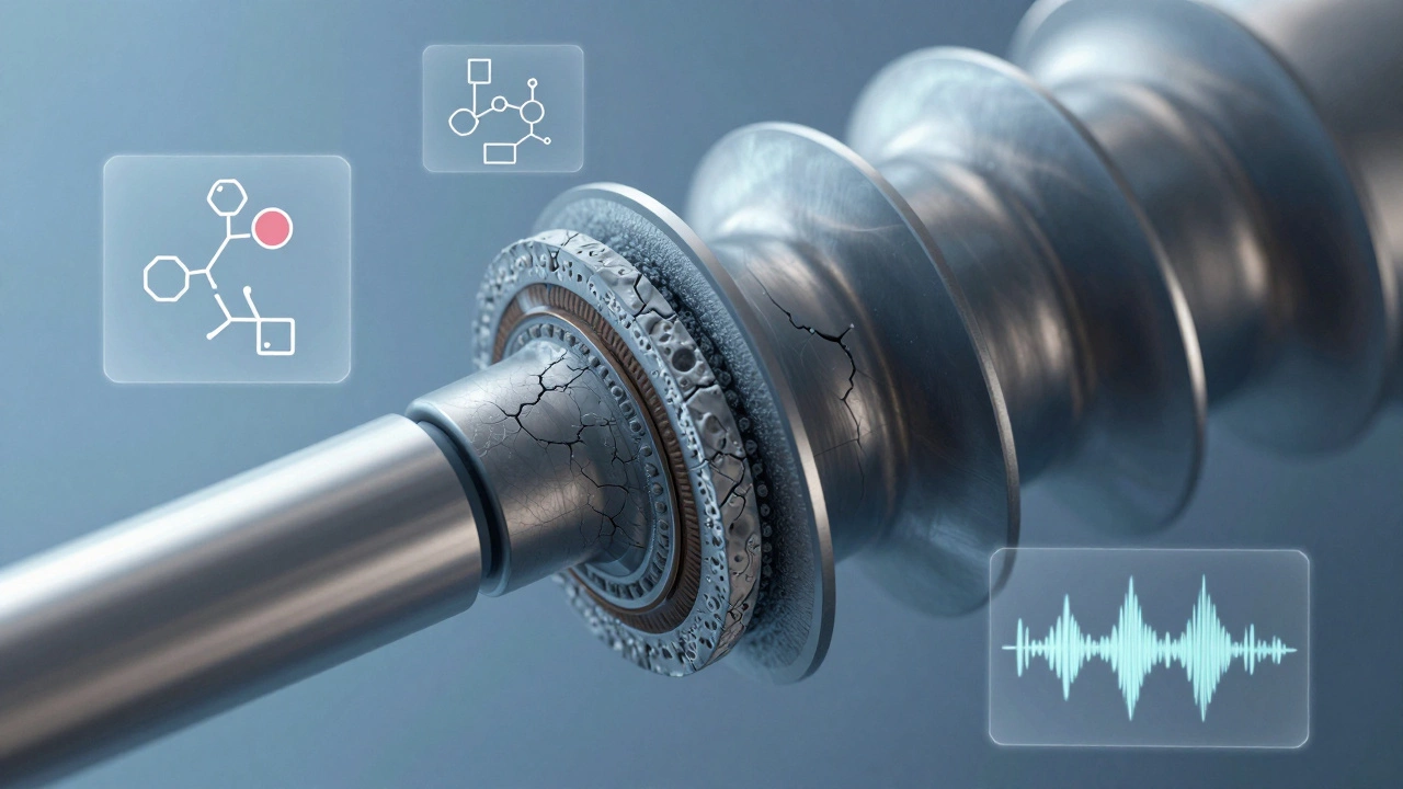 Микроскопический анализ лопатки турбины с выявленными микротрещинами и параметрами качества.