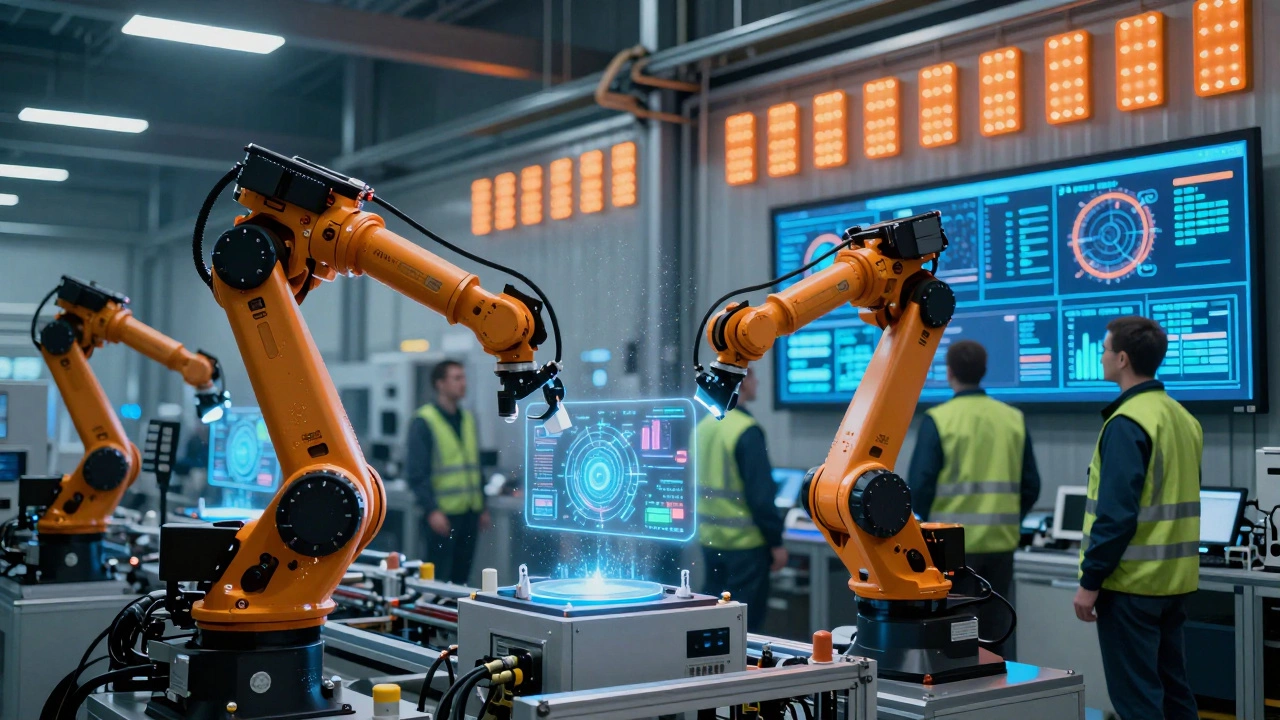 Умный завод в Новосибирске с роботами и голографическими диагностиками, управляемыми ИИ.