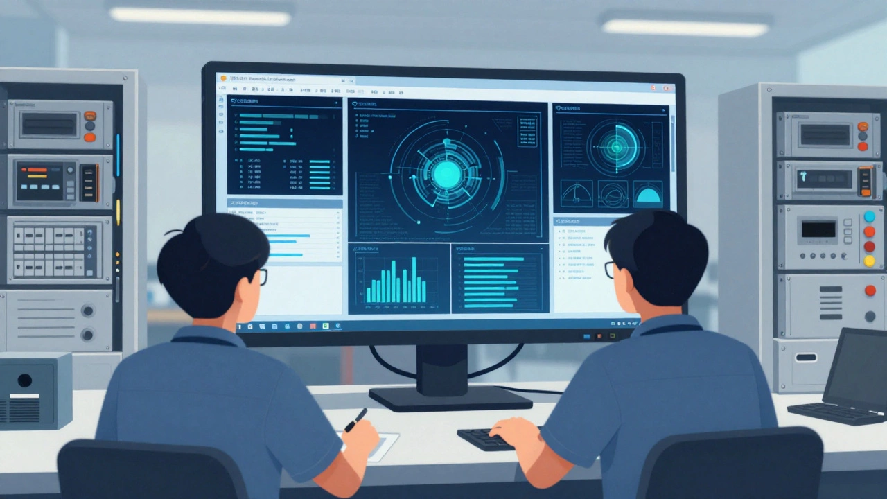 Техники наблюдают за абстрактными данными на SCADA-интерфейсе